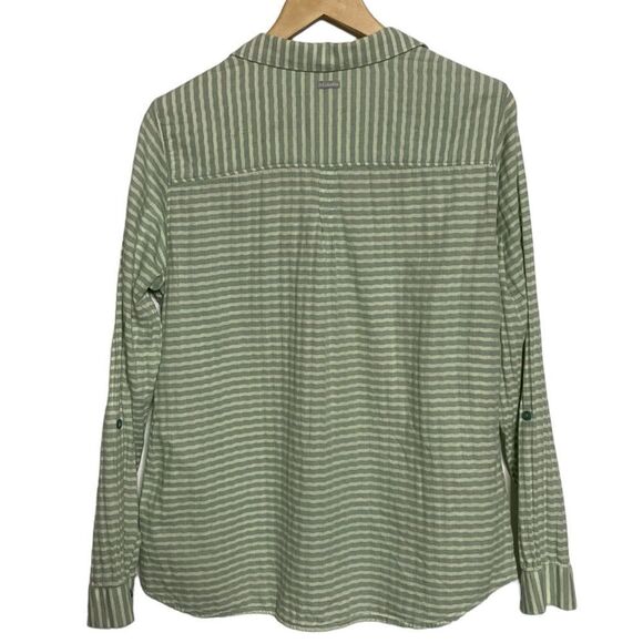 COLUMBIA Lightweight Green Striped Button Down Shirt - Picture 4 of 11
